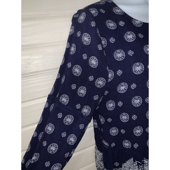 Wild Blue Sadie Robertson Sz MEDIUM Blouse Boho Tunic Rayon Blue Peplum EUC - Picture 3 of 9